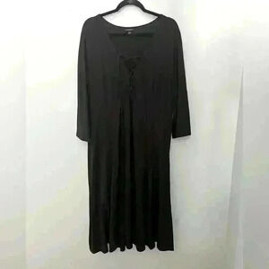 Torrid 3/4 Sleeve Black Lace-Up Dress Size 3
